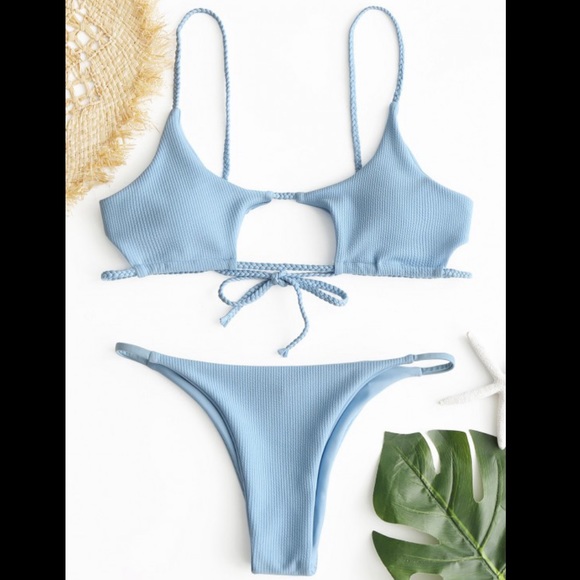 Zaful Other - ZAFUL Ribbed Braided Cut Out Bikini Set NWOT